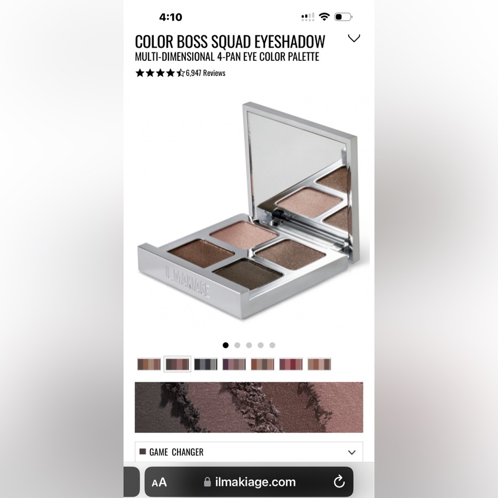New IL Makiage Eyeshadow Color Boss Quad in color, Game Changer.